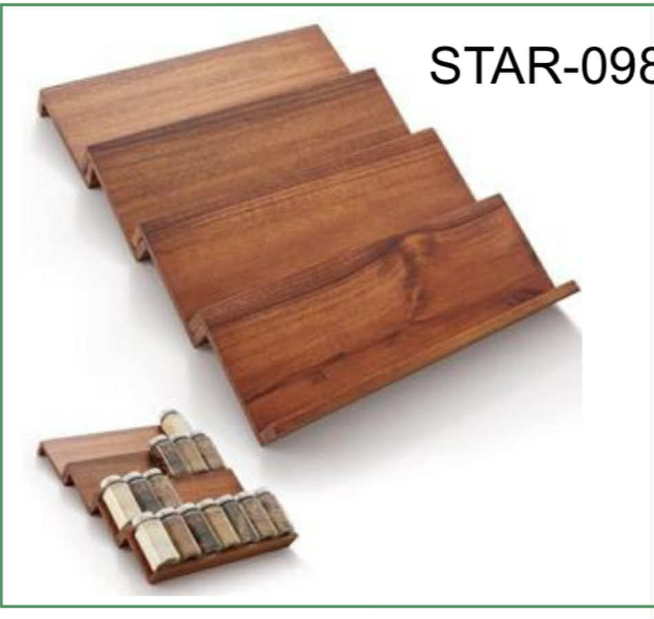 Wooden Spice Jar Rack - Bamboo & Acacia