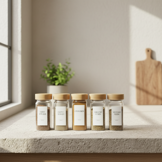 Spice Labels & Jars - Bamboo Set