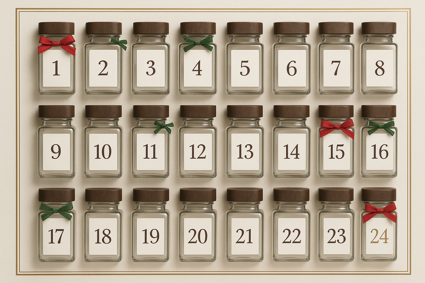 Advent calendar interior with gold number 24