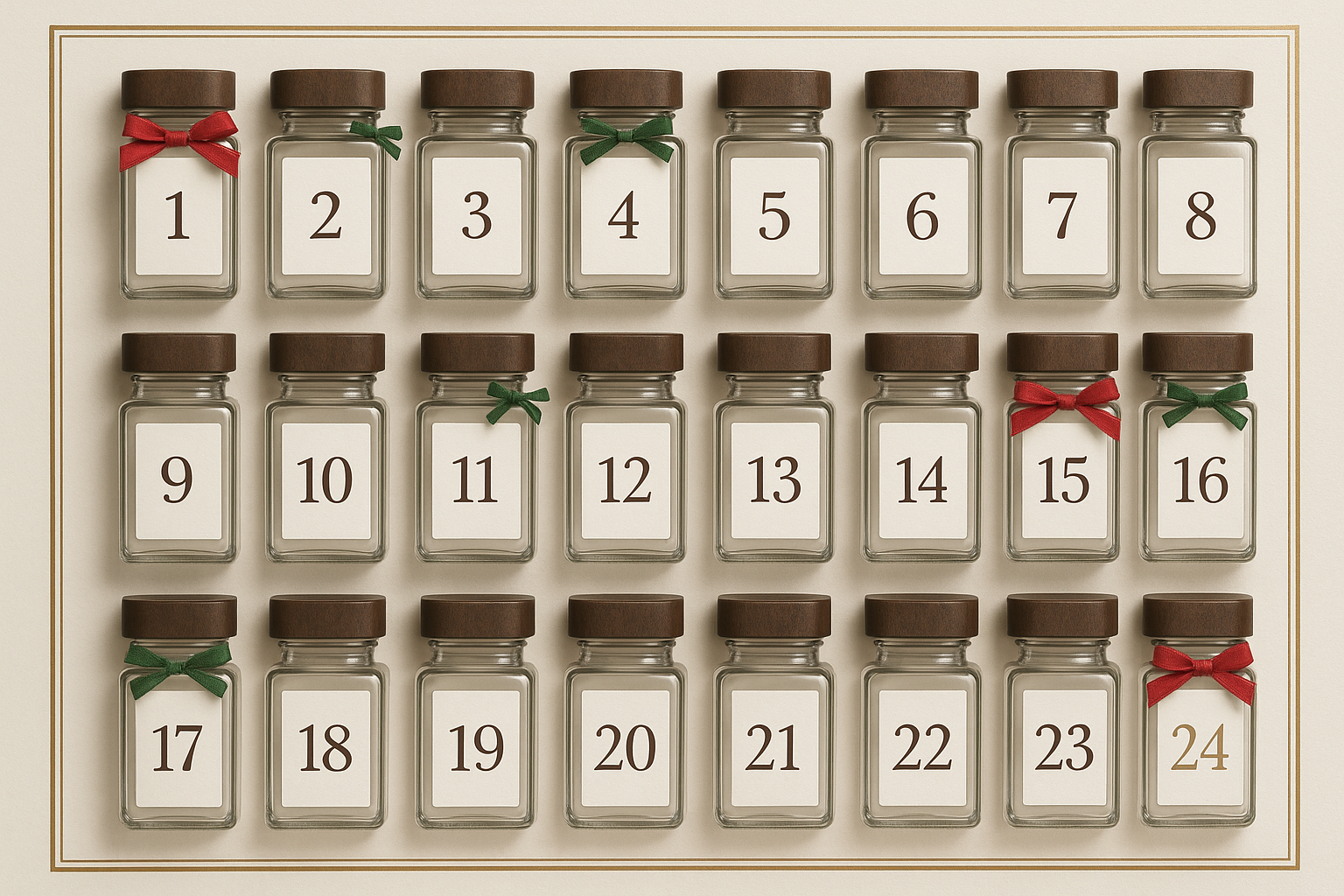Advent calendar interior with gold number 24
