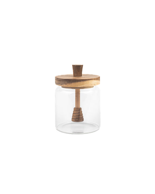 Glass Honey Jar with Wooden Dipper