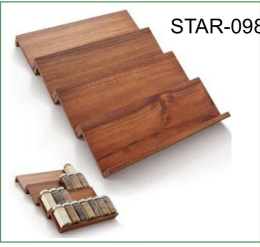 Wooden Spice Jar Rack - Bamboo & Acacia